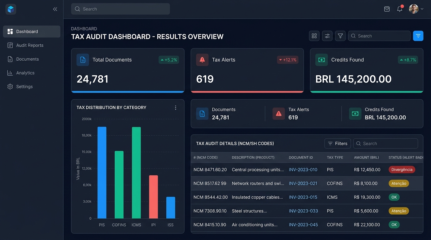 Q-Drive — Auditoria fiscal PIS/COFINS por NCM
